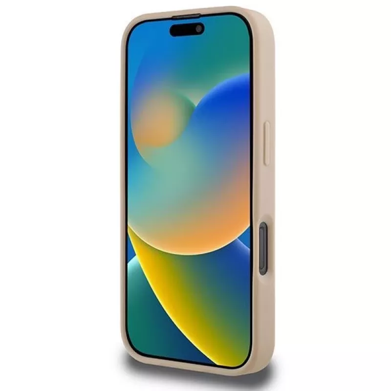 DKNY Capa para iPhone 16 Pro com padrão xadrez e riscas impressas - rosa