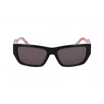 Óculos de sol retangulares para mulher DKNY DK545S-002 - armação preta, lentes cinzentas degradê, 56 mm