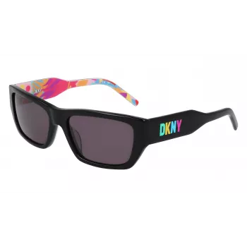 Óculos de sol retangulares para mulher DKNY DK545S-002 - armação preta, lentes cinzentas degradê, 56 mm