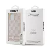 Capa de pele DKNY com padrão Mono xadrez e riscas impressas para iPhone 14 Pro Max - Rosa