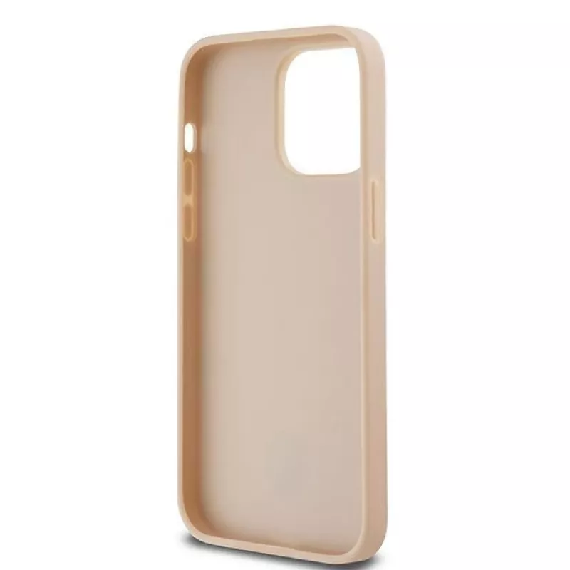 Capa de pele DKNY com padrão Mono xadrez e riscas impressas para iPhone 14 Pro Max - Rosa