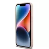Capa de pele DKNY com padrão Mono xadrez e riscas impressas para iPhone 14 Pro Max - Rosa