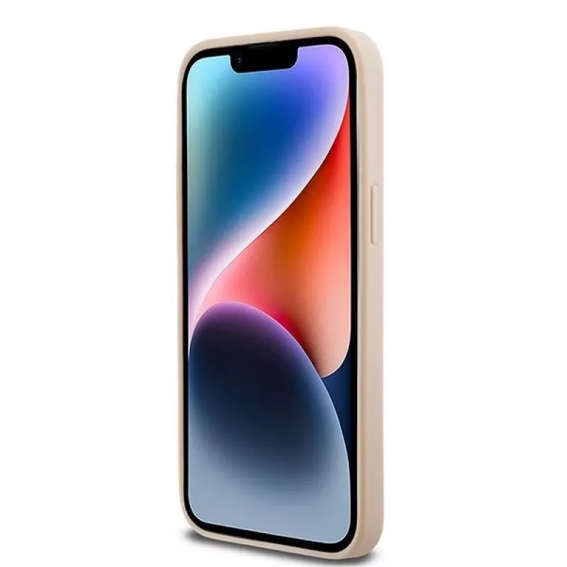 Capa de pele DKNY com padrão Mono xadrez e riscas impressas para iPhone 14 Pro Max - Rosa