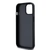 Capa de pele DKNY com padrão monograma xadrez e riscas impressas para iPhone 15/14/13 - Preto