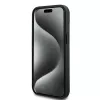 Capa de pele DKNY com padrão monograma xadrez e riscas impressas para iPhone 15/14/13 - Preto