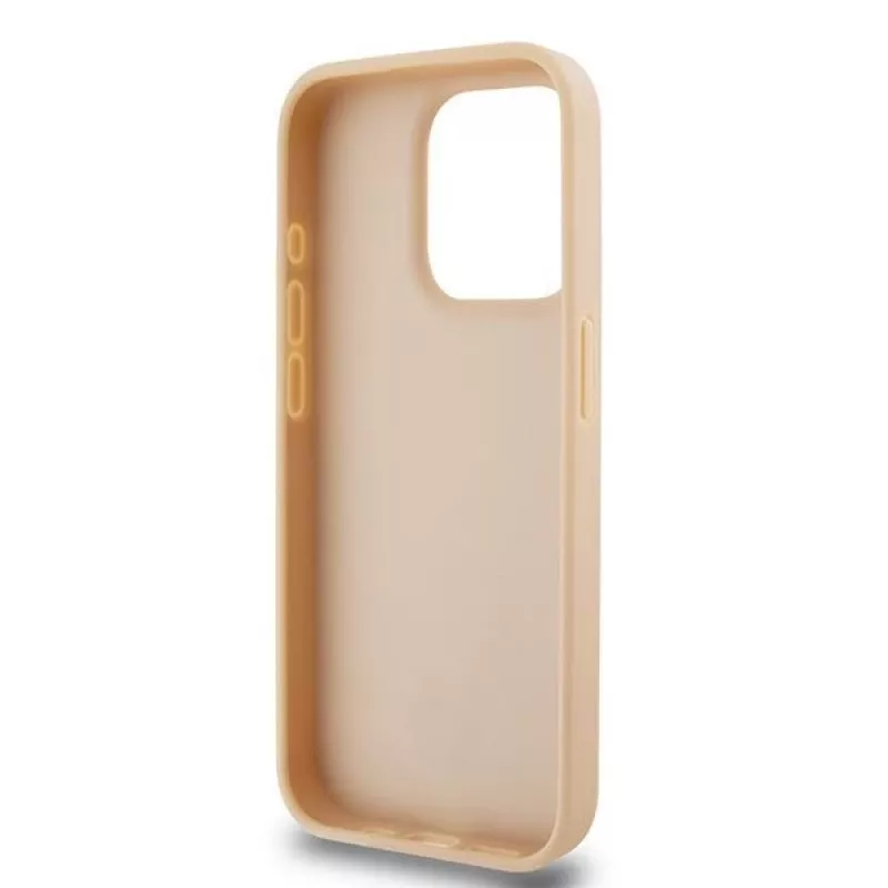 Capa de pele DKNY com padrão Mono xadrez e riscas impressas para iPhone 15 Pro - Rosa