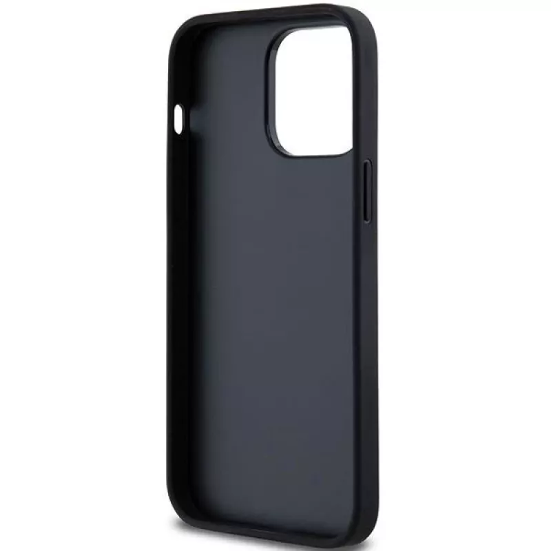 Capa DKNY de pele Mono Stripe com logótipo metálico para iPhone 14 Pro Max - Preto