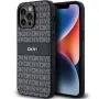Capa DKNY de pele Mono Stripe com logótipo metálico para iPhone 14 Pro Max - Preto