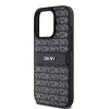 Capa DKNY de pele Mono Stripe com logótipo metálico para iPhone 15 Pro - Preto