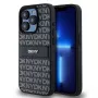 Capa DKNY de pele Mono Stripe com logótipo metálico para iPhone 15 Pro - Preto