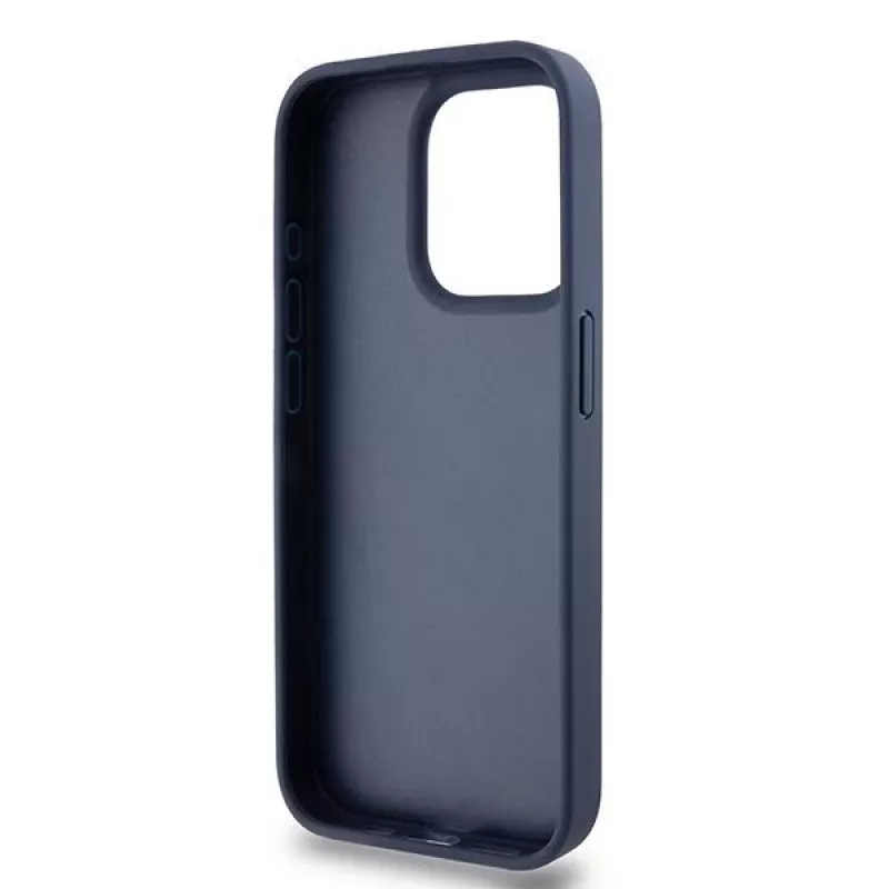 Capa DKNY em Pele Mono Stripe e Logótipo Metálico para iPhone 15 Pro - Azul