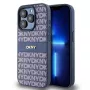 Capa DKNY em Pele Mono Stripe e Logótipo Metálico para iPhone 15 Pro - Azul