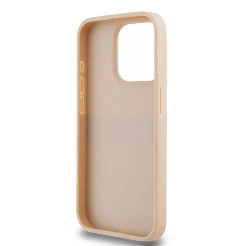 Capa DKNY de pele Mono Stripe com logótipo metálico para iPhone 15 Pro - Rosa