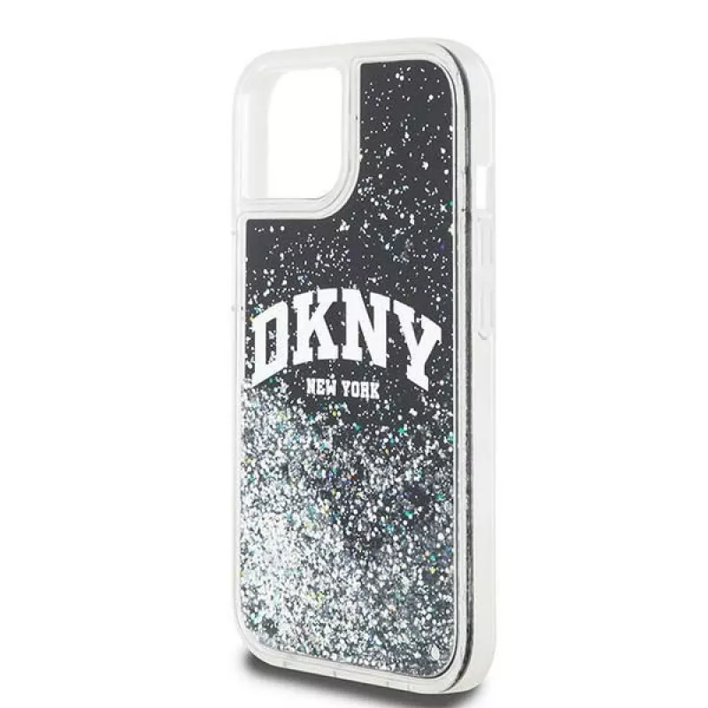 Capa DKNY Liquid Glitter Big Logo para iPhone 14/15/13 - Preta
