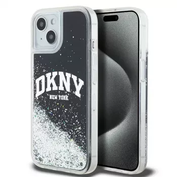 Capa DKNY Liquid Glitter Big Logo para iPhone 14/15/13 - Preta