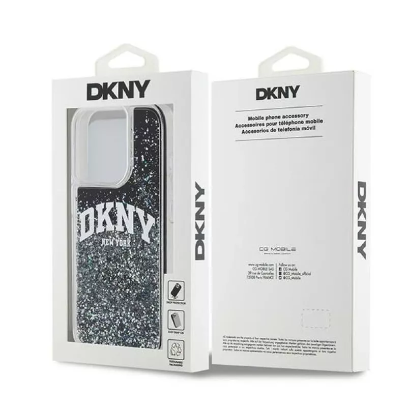 Capa DKNY Liquid Glitter Big Logo para iPhone 14 Pro - Preto