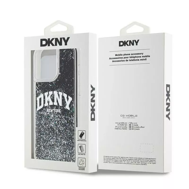Capa DKNY Liquid Glitter Big Logo para iPhone 14 Pro Max - Preto