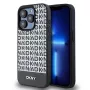 Capa DKNY de pele PU com padrão repetido e faixa inferior para iPhone 14 Pro Max - Preto
