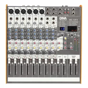 Misturadora de áudio DNA PROFESSIONAL DNA ME-10FX - 10 canais USB Bluetooth