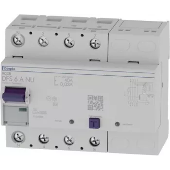 Doepke DFS6 040-4/0.03-A NU interruptor diferencial (disjuntor diferencial) 4 polos 40A 30mA tipo A 09134801