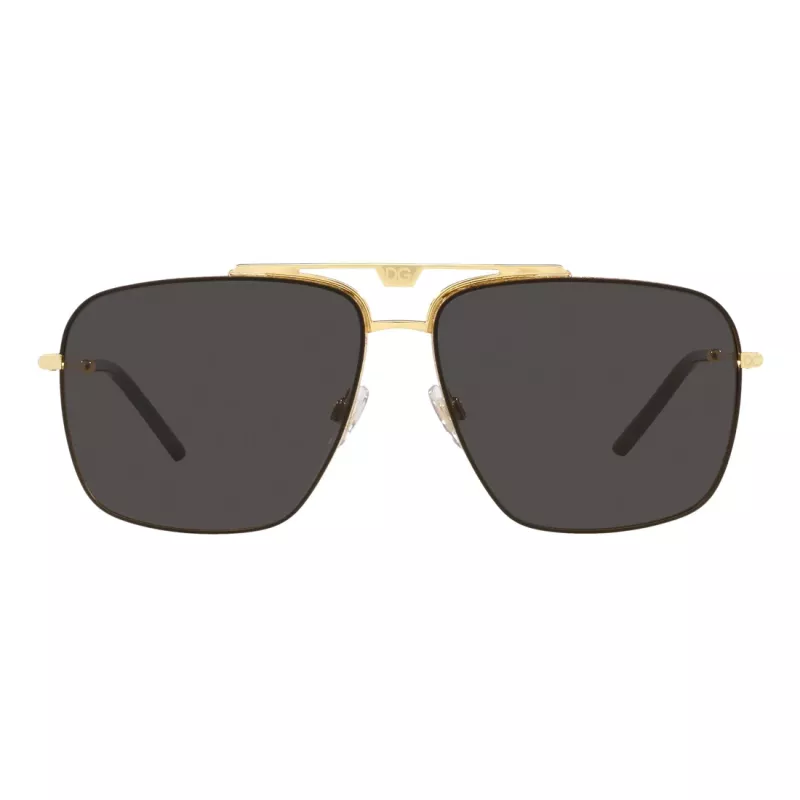 Óculos de sol de homem Dolce & Gabbana DG2264-02-87 armação dourada lentes cinzentas pilot 61mm