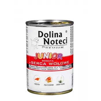 DOLINA NOTECI Premium Junior Rich in Beef Hearts - comida húmida para cães - 400 g