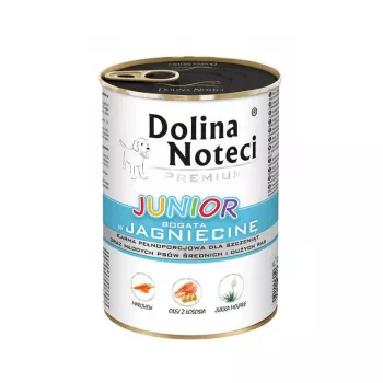 Dolina Noteci Premium Junior Rico em Cordeiro comida húmida para cachorros de raças médias e grandes, lata 400g