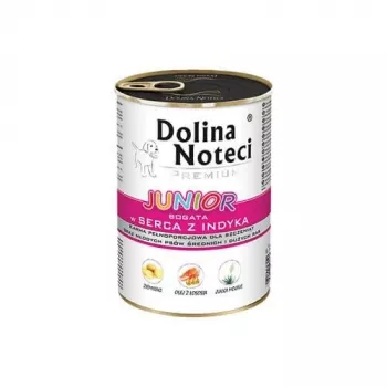 DOLINA NOTECI Premium Junior Rich in Turkey Hearts - Alimento húmido para cachorros de raças médias e grandes - 400g