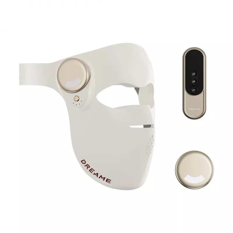 Máscara facial LED 3D DREAME Chrona - fototerapia de 7 cores, 180 LEDs, controlo por app, bege