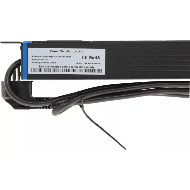 Unidade de distribuição de energia DSIT DS-8PDU-C13 19" 1U, 8 saídas C13, cabo de 1,8 m, preta