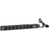 DSIT DS-8PDU-S PDU para rack de 19 polegadas com interruptor, 8x tomadas Schuko, cabo de 2m, 16A/3680W – preto/prateado
