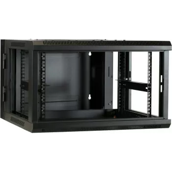 Armário de servidor de parede DSIT DS6606-DOUBLE 6U com porta de vidro reversível, 600x600x368 mm, preto
