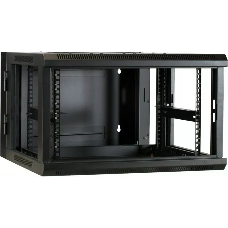 Armário de servidor de parede DSIT DS6606-DOUBLE 6U com porta de vidro reversível, 600x600x368 mm, preto