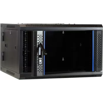 Armário de servidor de parede DSIT DS6606-DOUBLE 6U com porta de vidro reversível, 600x600x368 mm, preto