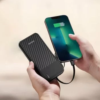 Dudao K11 Powerbank 10000mAh com cabos integrados preto