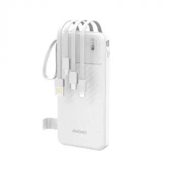Dudao K11 Powerbank 10000mAh com cabos integrados branco