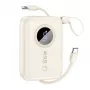 Dudao PD22.5W Powerbank com cabos integrados, carregamento rápido, 10000mAh, branco