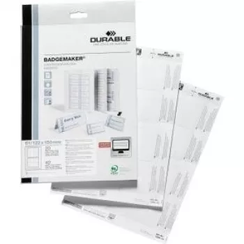 Etiquetas de inserção DURABLE BADGEMAKER® 61 x 150 mm, branco, 20/pack 145902