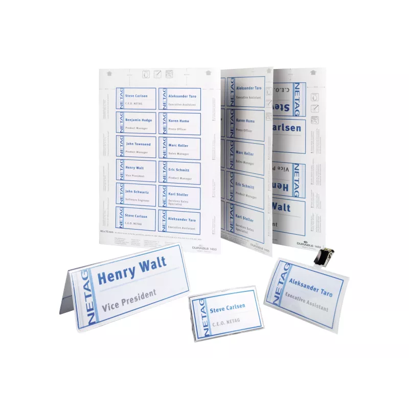 DURABLE BADGEMAKER® etiquetas de inserção 61 x 210 mm, 100 unid., cartão branco, laser/jato de tinta 146002