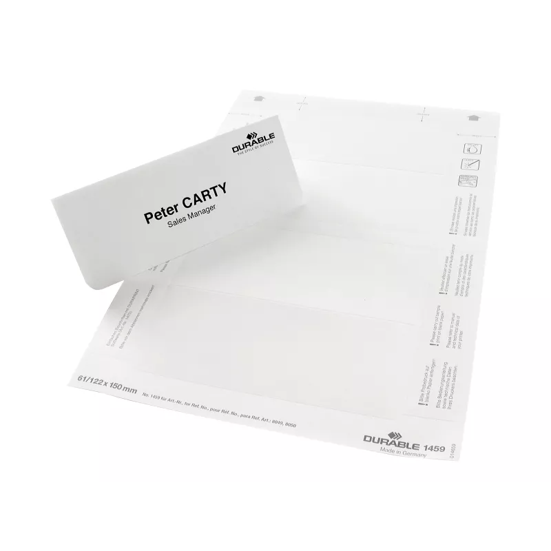 DURABLE BADGEMAKER® etiquetas de inserção 61 x 210 mm, 100 unid., cartão branco, laser/jato de tinta 146002