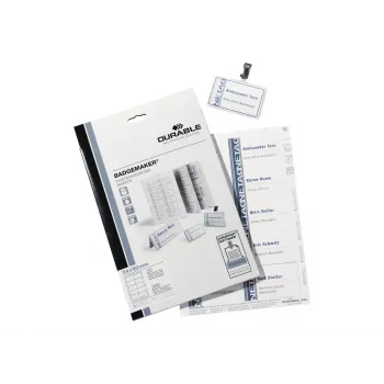 DURABLE BADGEMAKER® etiquetas de inserção 61 x 210 mm, 100 unid., cartão branco, laser/jato de tinta 146002