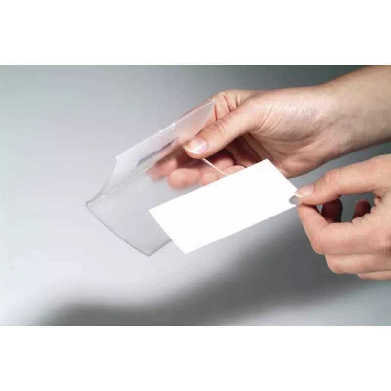DURABLE CLICK FOLD Crachá com clipe, inserção 90x54 mm, transparente, pack de 25 821619