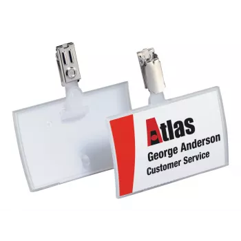 DURABLE CLICK FOLD Crachá com clipe, inserção 90x54 mm, transparente, pack de 25 821619