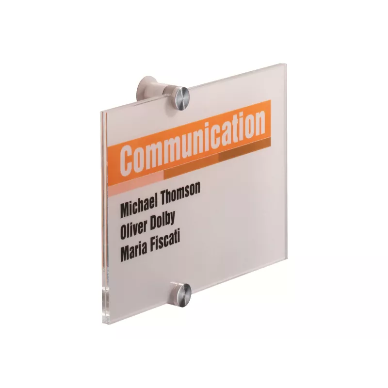 Conjunto de placas de porta DURABLE CRYSTAL SIGN A5 formato horizontal, acrílico transparente, montagem com parafusos, 1 conjunto 482319