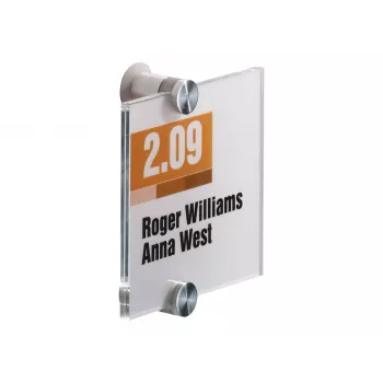 DURABLE CRYSTAL SIGN Placa de porta 105x105 mm, acrílico sem moldura, montagem com parafusos, transparente, 1 conjunto 482019
