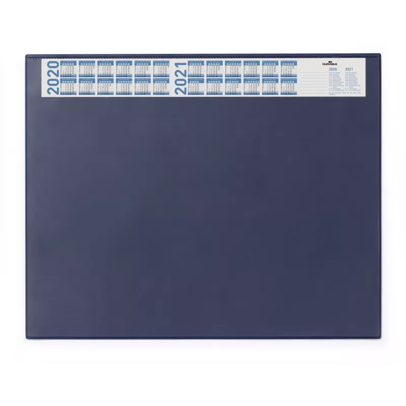 DURABLE Tapete de secretária com calendário integrado, cobertura total transparente, 65x52 cm, azul-escuro