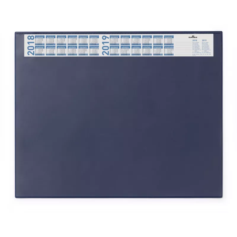 DURABLE Tapete de secretária com calendário integrado, cobertura total transparente, 65x52 cm, azul-escuro