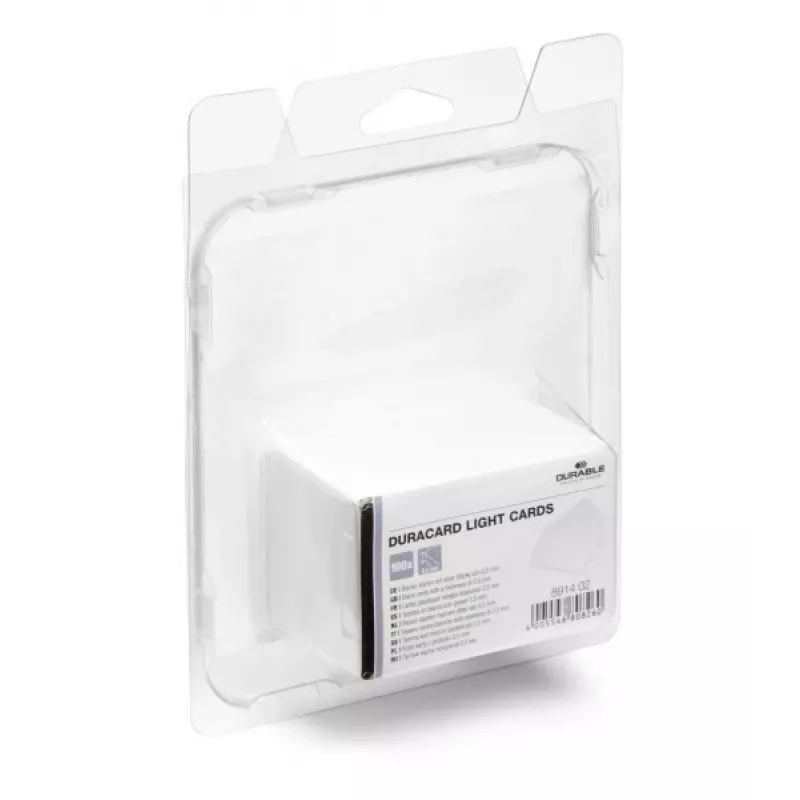 DURABLE DURACARD® Cartões de plástico 0,50 mm branco CR80 (pack de 100) 891402