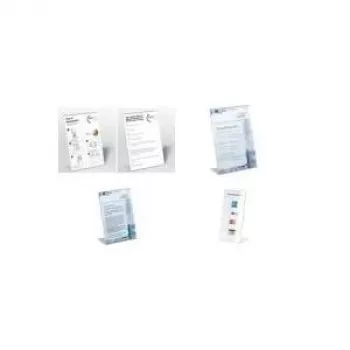 DURABLE Suporte de mesa em L para A4 vertical, acrílico transparente, pack de 2 859619