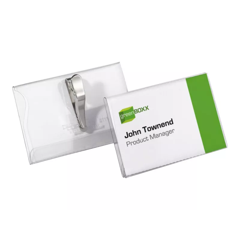 DURABLE Porta-crachás 54x90 mm com mola de crocodilo, pack de 25, transparente 811119